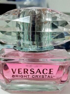 NWOT Versace Bright Crystal Pink and Clear Glass Perfume Bottle